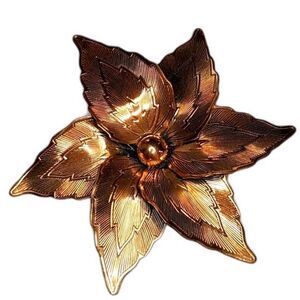 Vintage Flower Brooch 2.5" - Copper